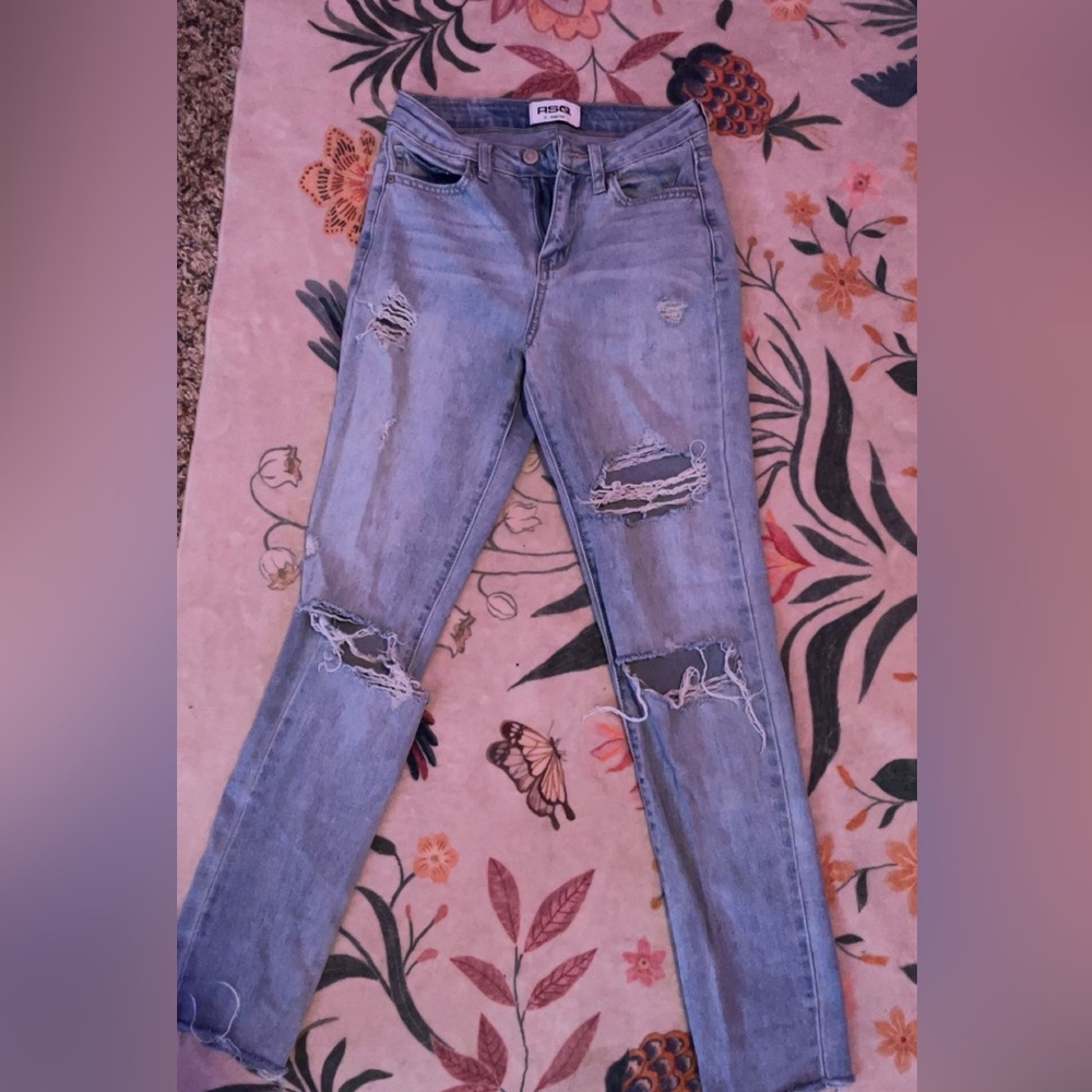RSQ Light Blue Distressed Skinny Jeans